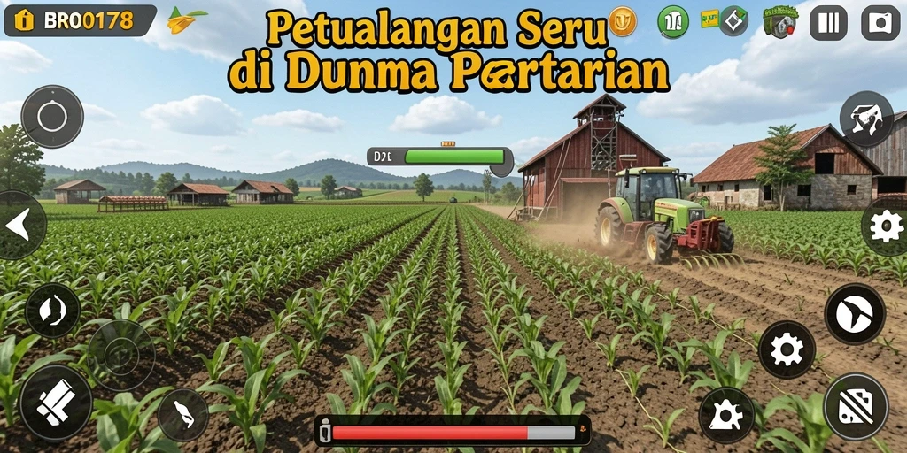 Screenshot menunjukkan gameplay menarik dari petualangan bertani di BRO178.