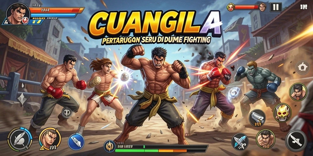 Tangkapan layar utama CUANGILA menampilkan aksi pertarungan yang seru dan dinamis.