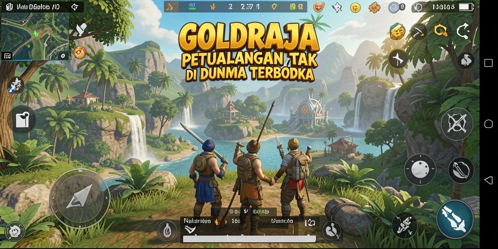 Tampilan gameplay GOLDRAJA menampilkan eksplorasi dunia terbuka yang kaya.