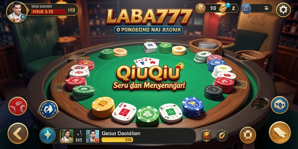 Tampilan gameplay QiuQiu yang seru dengan kartu menghiasi layar.