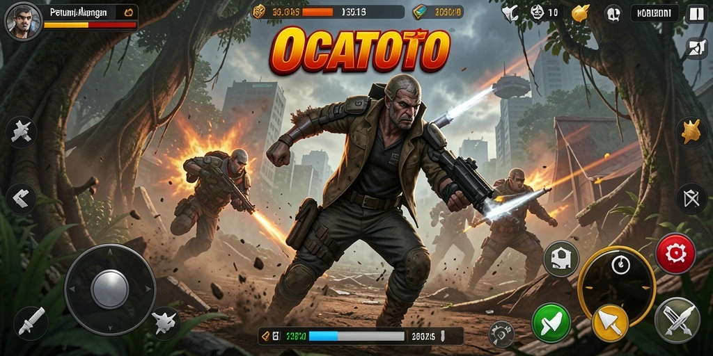 Tampilan gameplay OCATOTO yang mendebarkan dan penuh aksi.