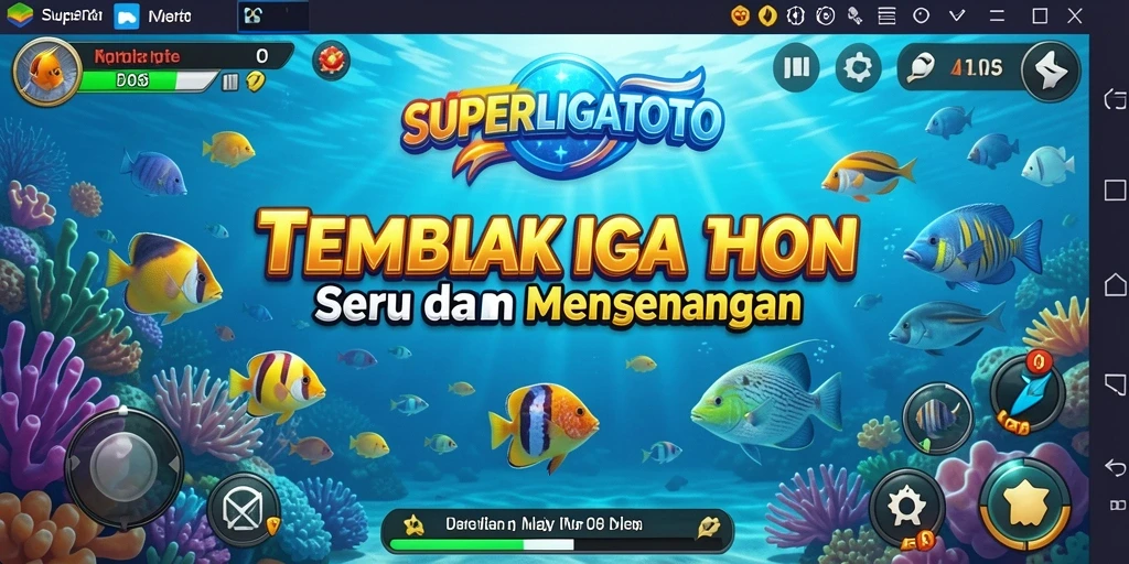 Tampilan gameplay seru dalam SUPERLIGATOTO yang penuh aksi Tembak Ikan.